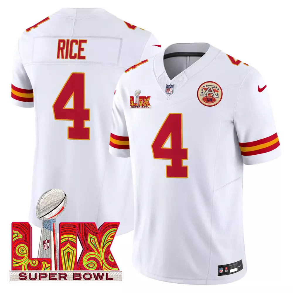 Rashee Rice 4 Kansas City Chiefs Jersey White Super Bowl Lvii Men Alternate Red Yellow
