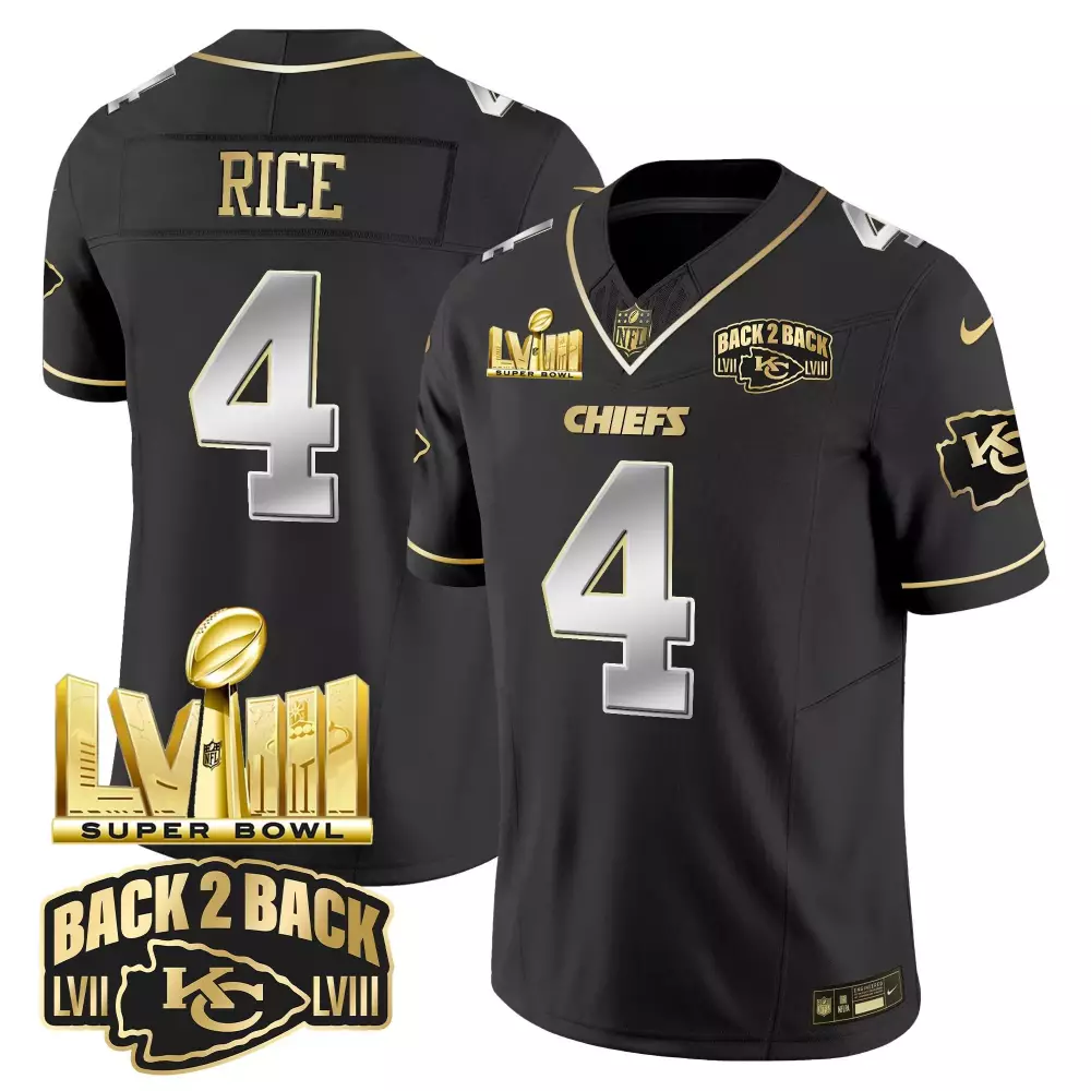 Rashee Rice 4 Chiefs Jersey Black Super Bowl Lviii Champions To Lvii-lviii 2023 Men