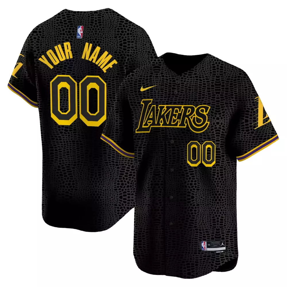 Custom Lakers Jersey Black Men Design Yellow Purple Vapor Embroidered
