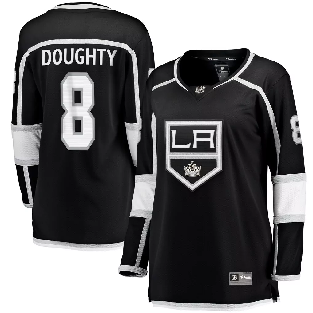 Drew Doughty 8 LA Kings Jersey Black Men NHL White Silver Home Breakaway