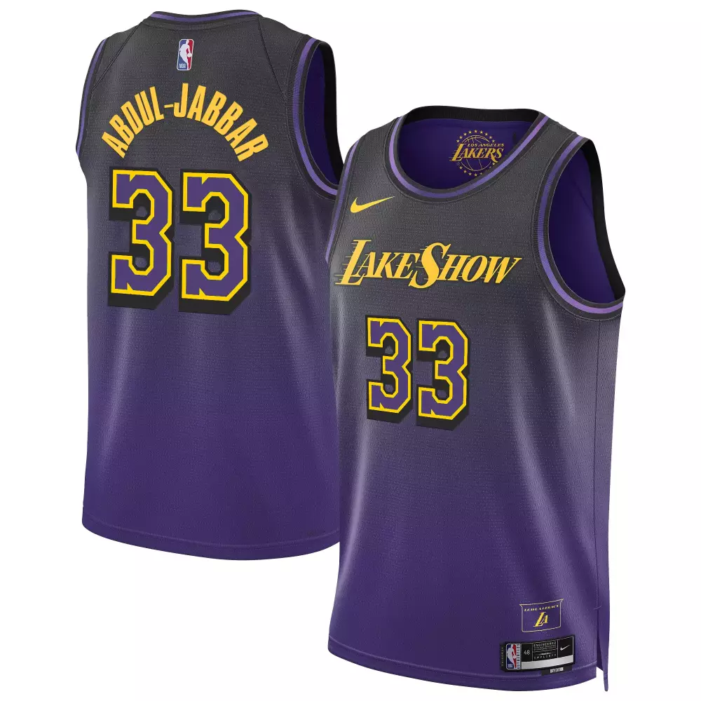 Kareem Abduljabbar 33 Jersey Purple Los Angeles Lakers Men Lake Show Alternate Split Design