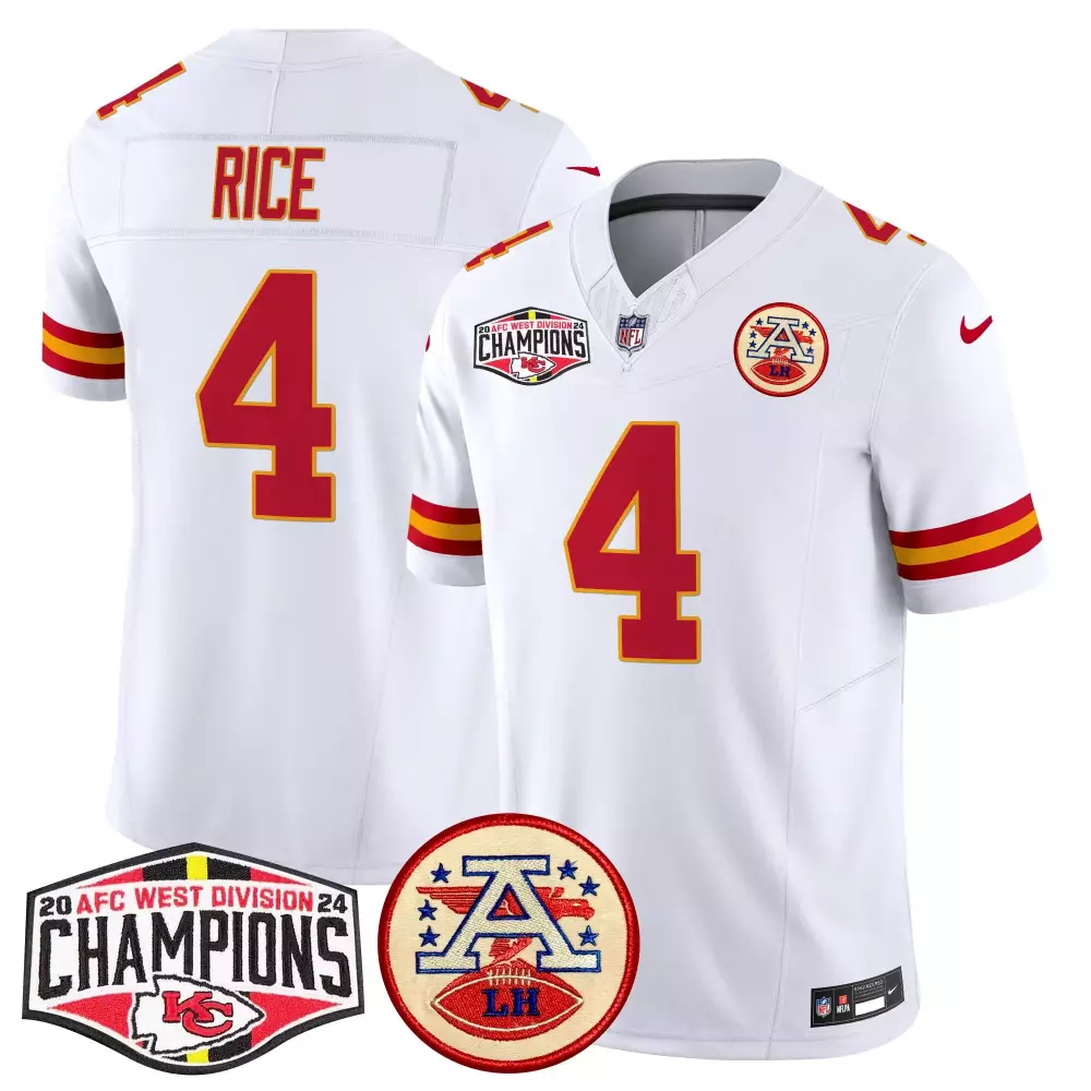 Rashee Rice 4 Kansas City Chiefs Jersey White Super Bowl Liv Champions Men Alternate
