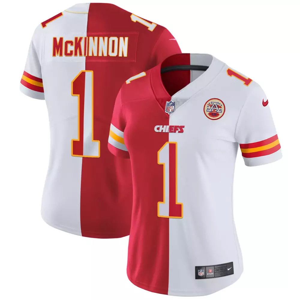 Jerick Mckinnon 1 Chiefs Jersey Red Women Split White Yellow All Stitched Vapor