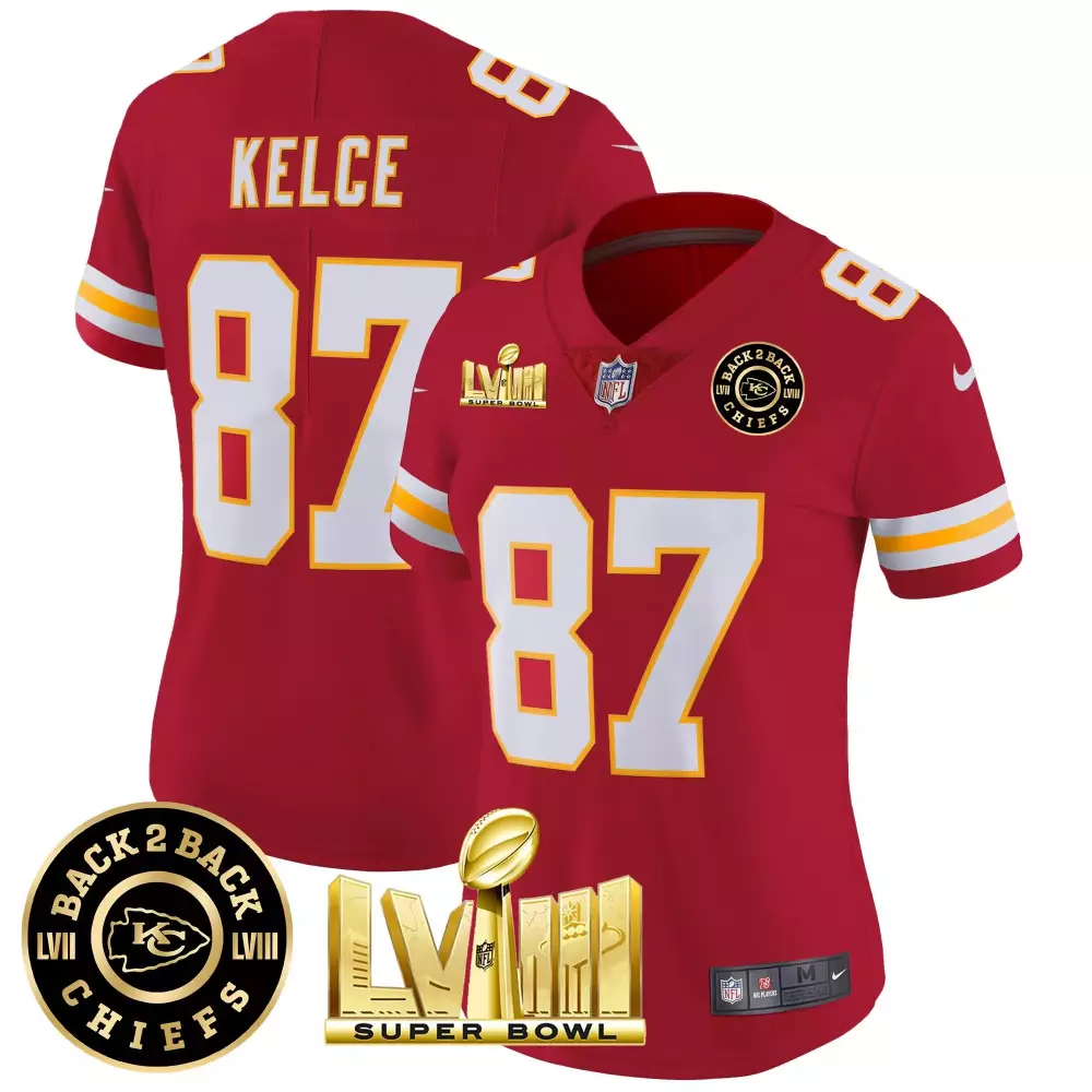 Travis Kelce 87 Jersey Red Super Bowl Lviii Kansas City Chiefs Champions Lvii 2023