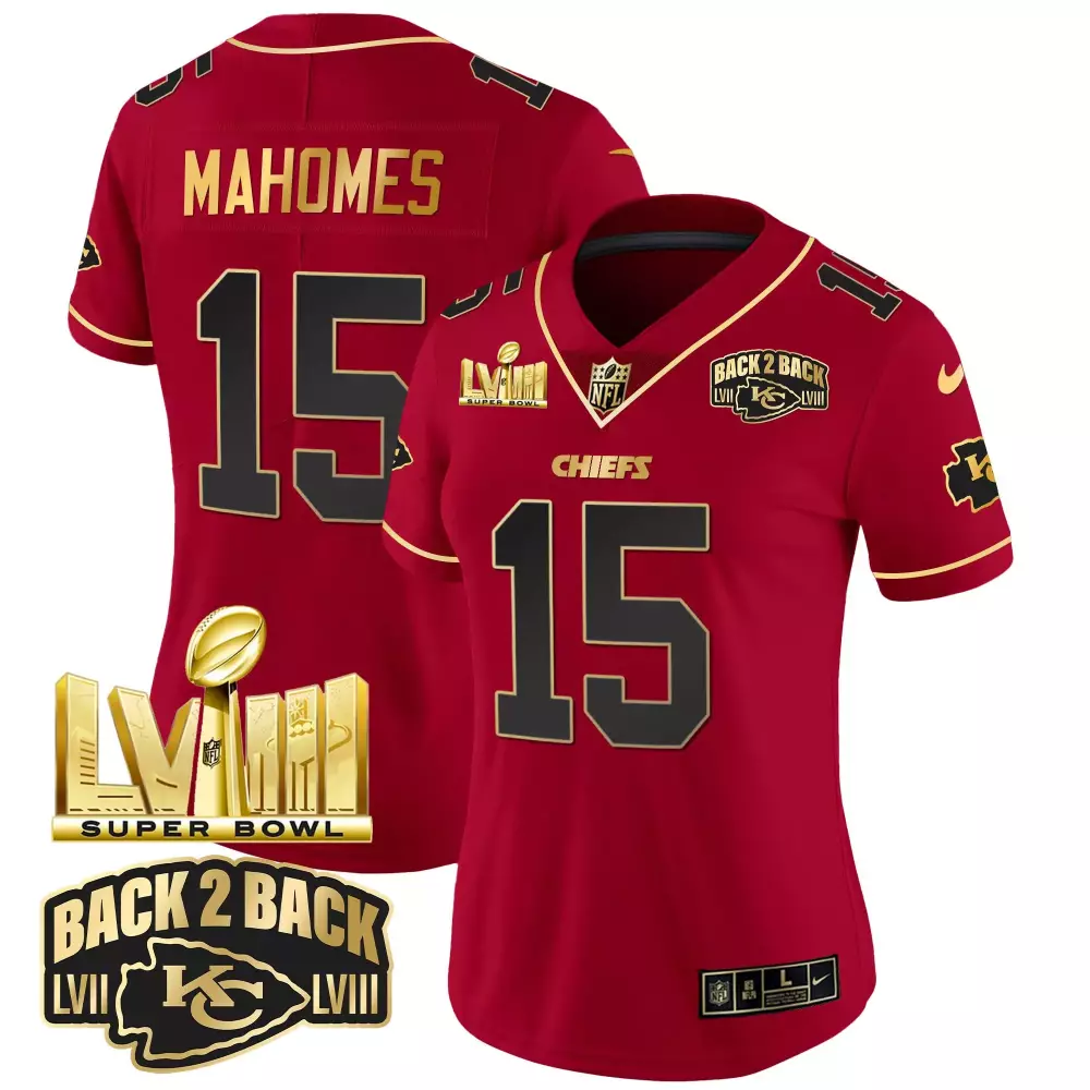 Patrick Mahomes 15 Chiefs Jersey Red Back 2 Super Bowl Lvii Lviii 2023 Men Player