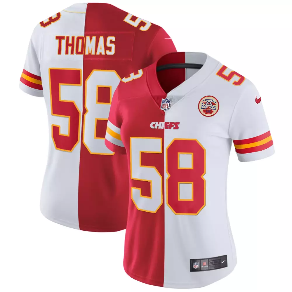 R Mason 58 Chiefs Jersey Red Men Split Design White All Stitched Vapor