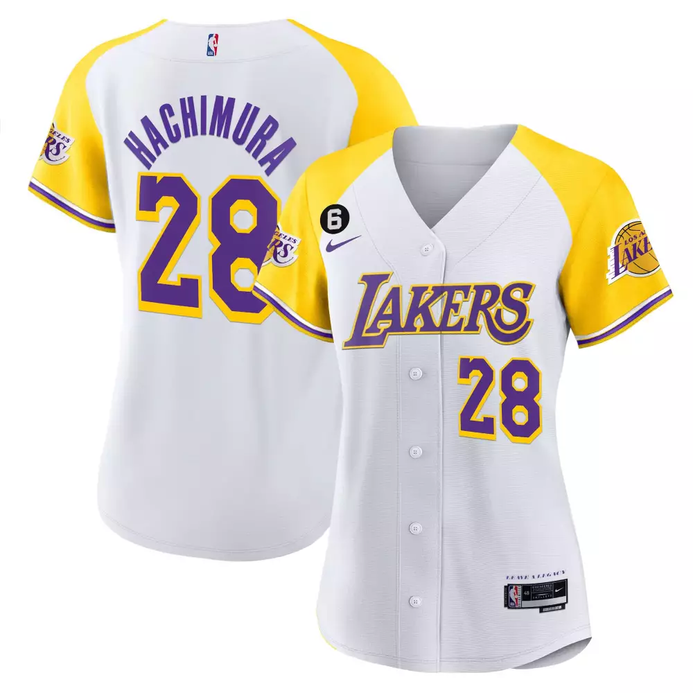 Rui Hachimura 28 Jersey White Los Angeles Lakers Men Yellow Purple Alternate All
