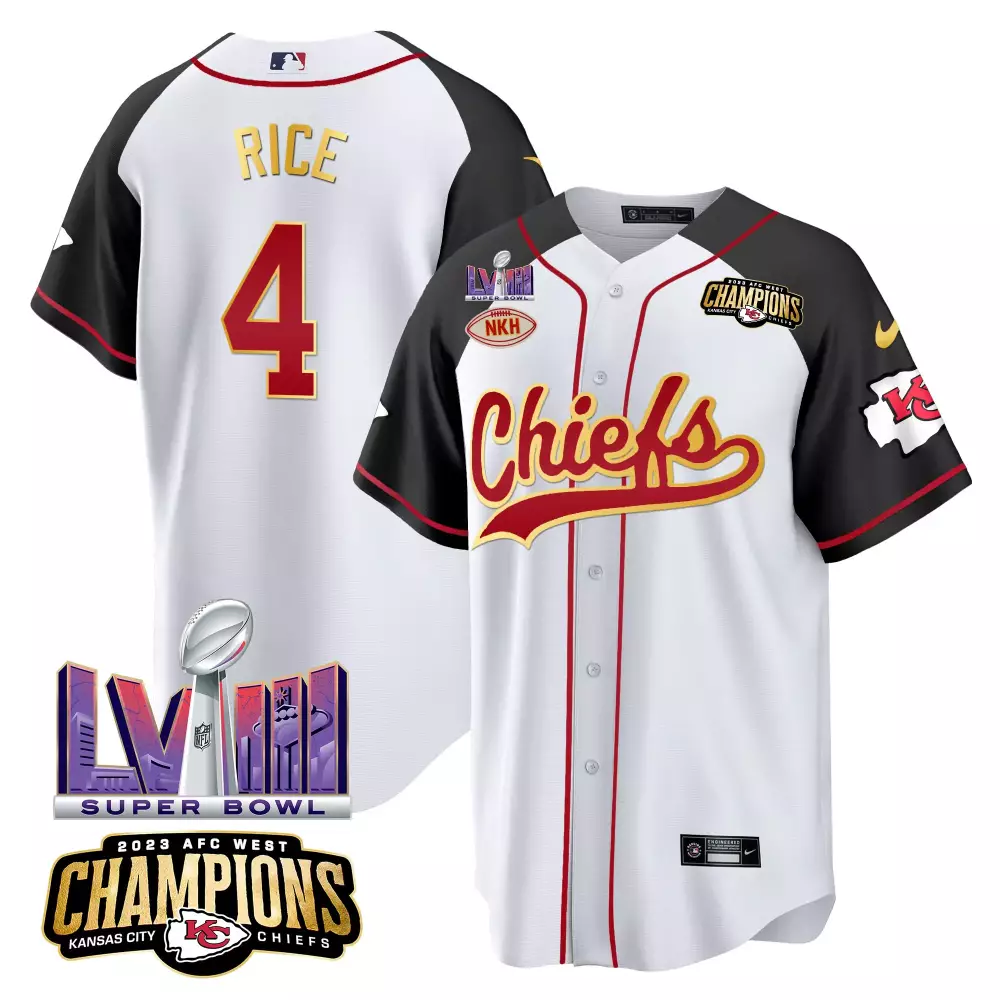 Rashee Rice 4 Kansas City Chiefs Jersey White Super Bowl Lvii Champions AFC West Nkh 2023