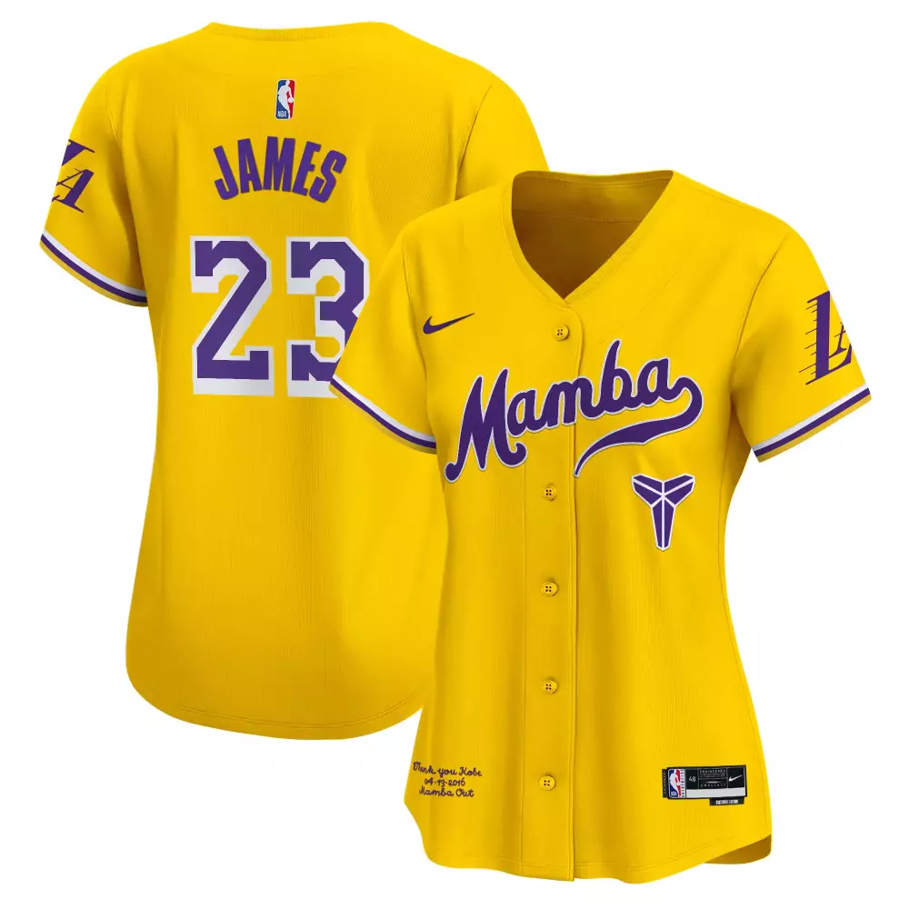 Bronny James 23 Jersey Yellow Mamba Los Angeles Lakers Kobe Bryant Memorial Men Purple