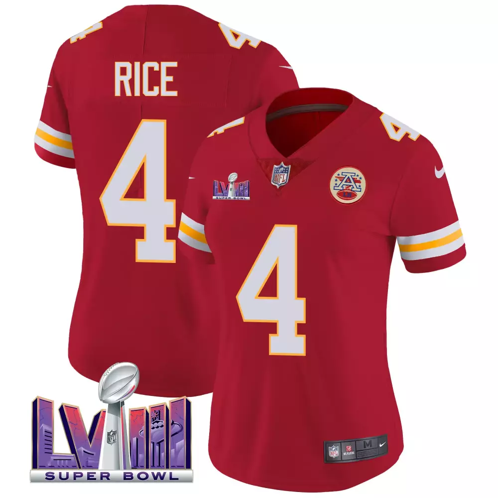Rice Lvii 4 Kansas City Chiefs Jersey Red Super Bowl Lviii Men NFL White Yellow All