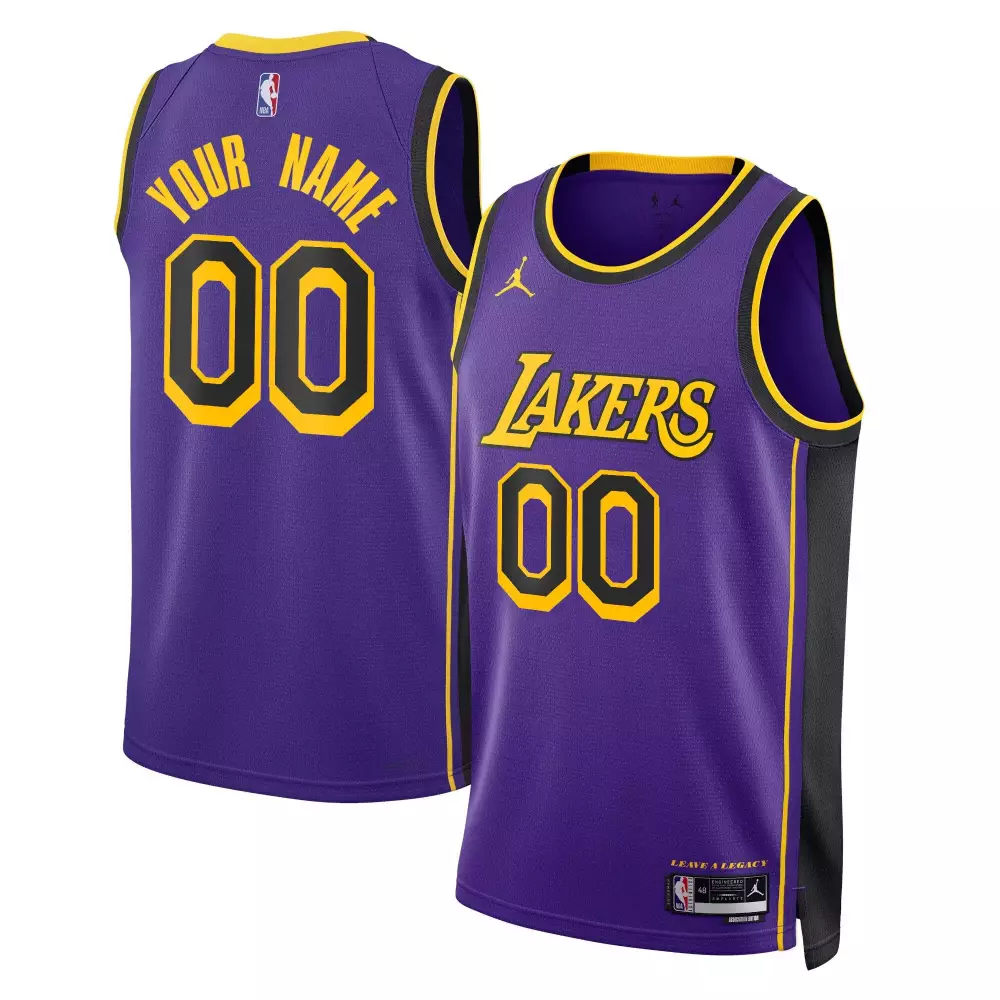 Custom Los Angeles Lakers Jersey Purple Men Yellow Black Swingman All Stitched