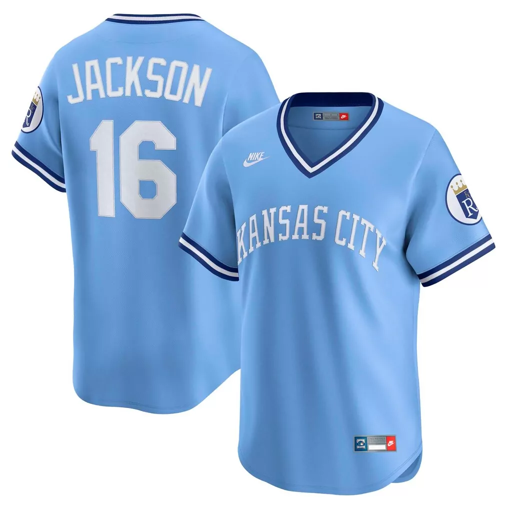 Bo Jackson 16 Kansas City Royals Jersey Light Blue Men White Navy Throwback Cooperstown