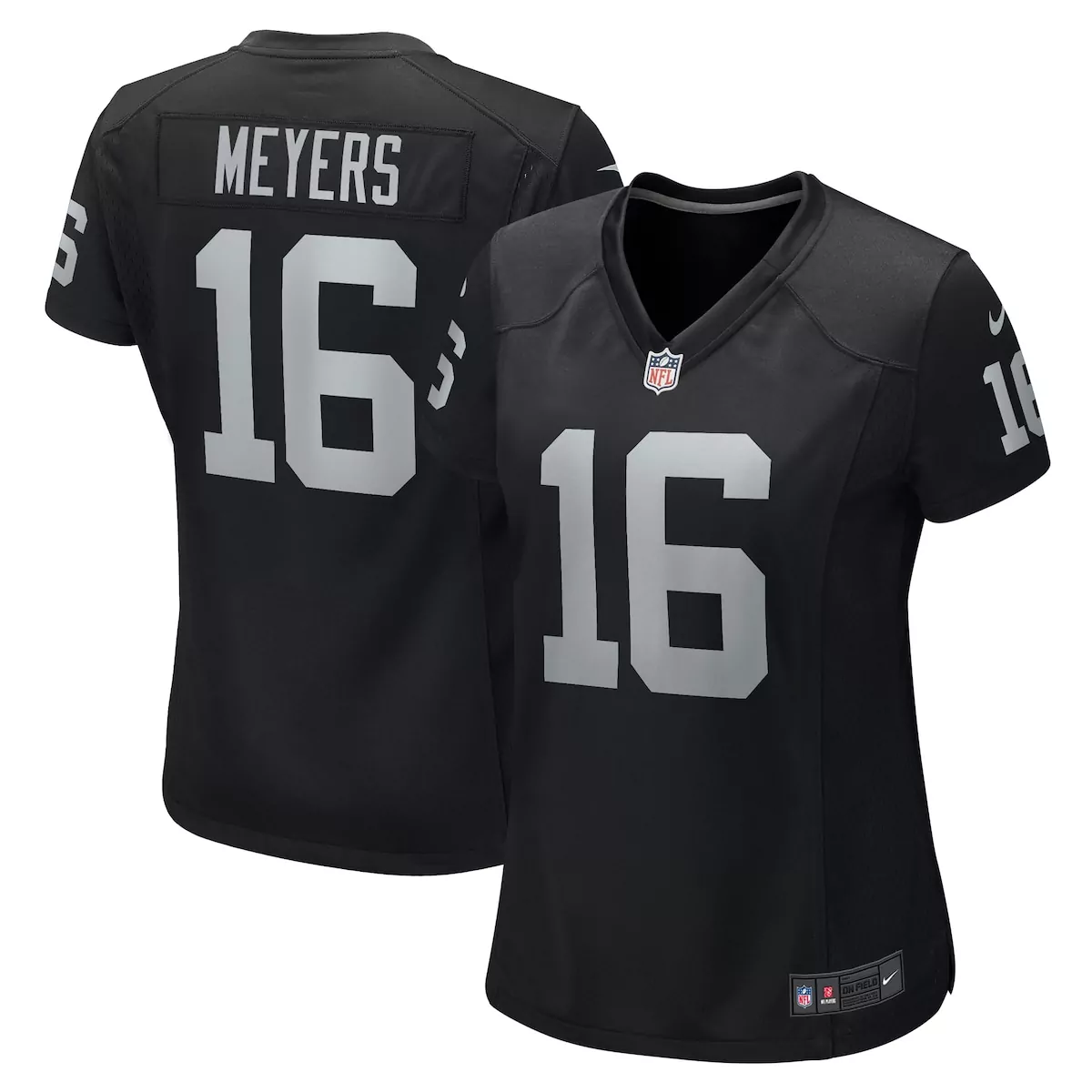 Jakobi Meyers 16 Jersey Black Las Vegas Raiders Women Authentic Silver Game
