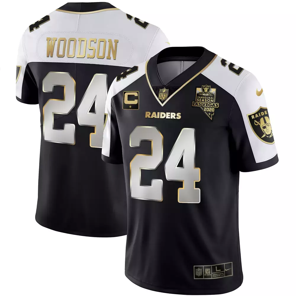 Charles Woodson 24 Raiders Jersey Black Inaugural Season Las Vegas 2020 Men Split Design