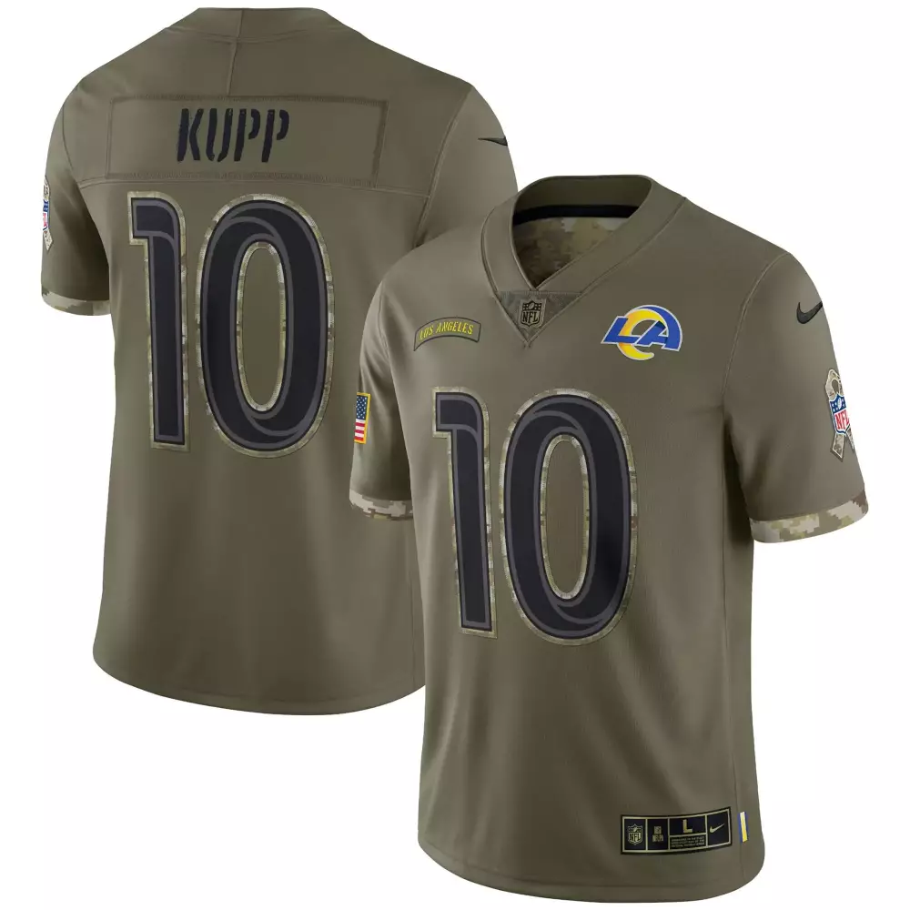 Cooper Kupp 10 Los Angeles Rams Jersey Olive Green Salute To Service American Flag (digital Camo Background)