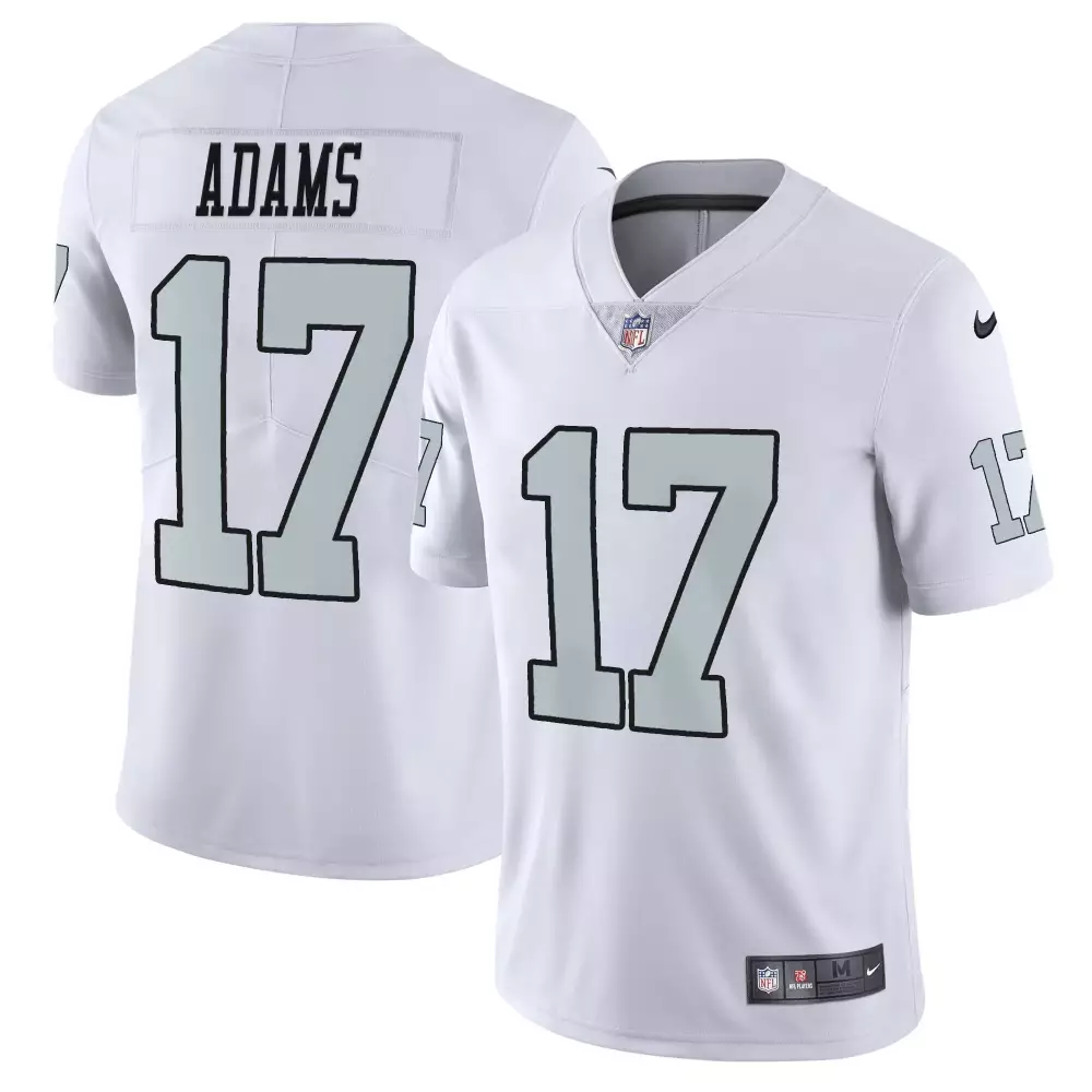 Davante Adams 17 Raiders Jersey White Men Player Alternate Silver Black All Stitched
