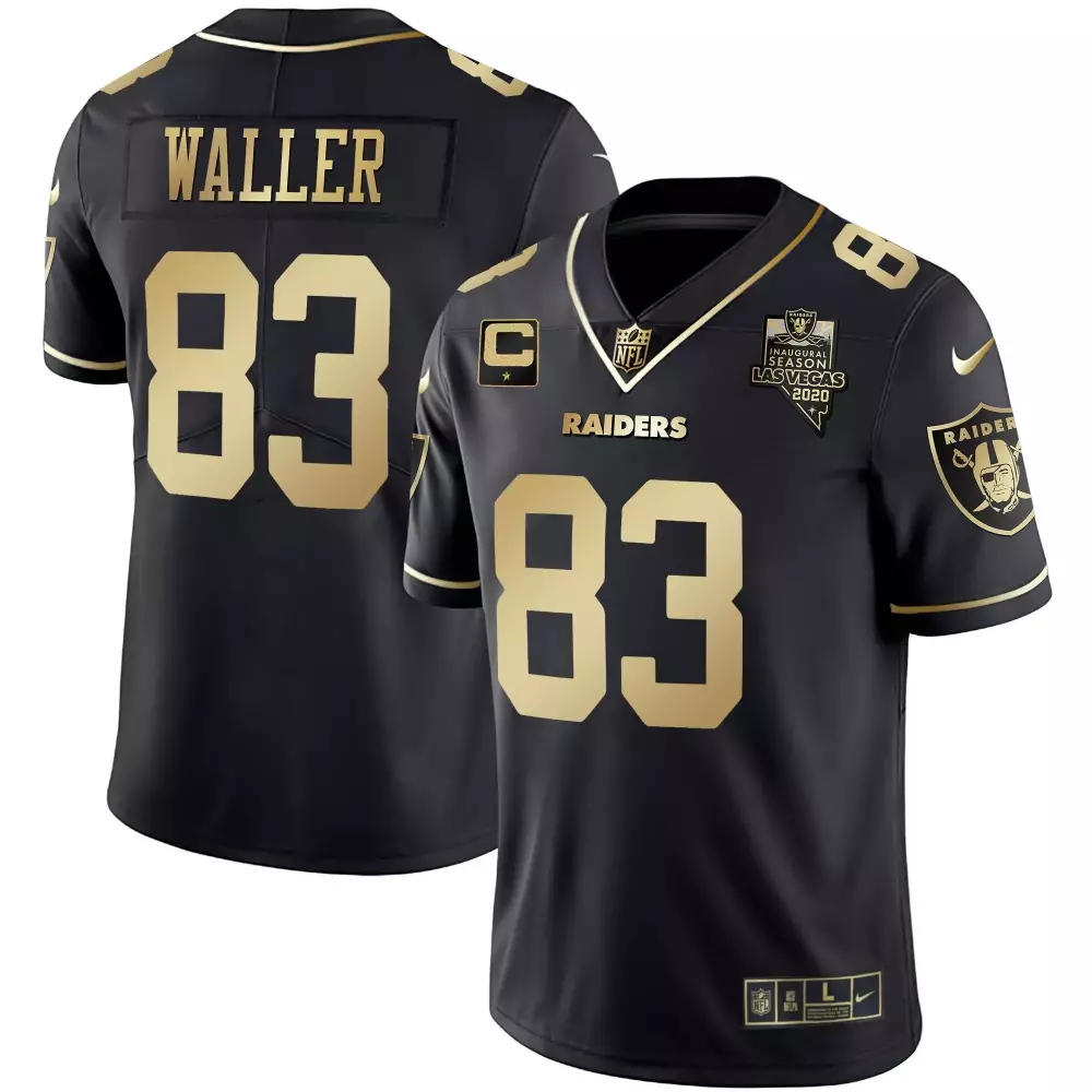 Darren Waller 83 Raiders Jersey Black Inaugural Season Las Vegas 2020 Men Gold Limited