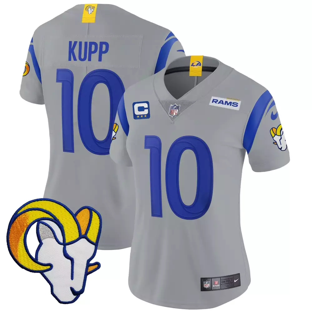 Cooper Kupp 10 Rams Jersey Gray Away LA Men Player Blue Yellow Vapor Limited v2 All