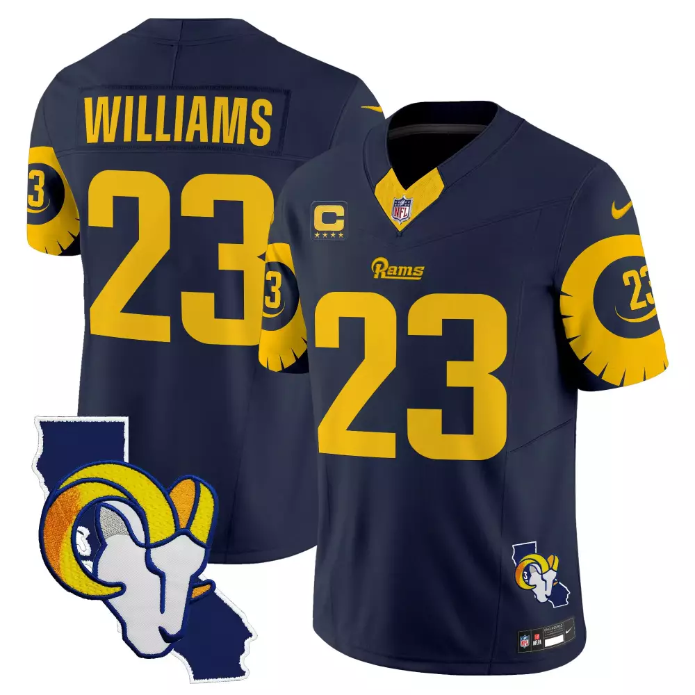 Kyren Williams 23 Rams Jersey Navy California Outline Men Yellow Vapor Limited v2