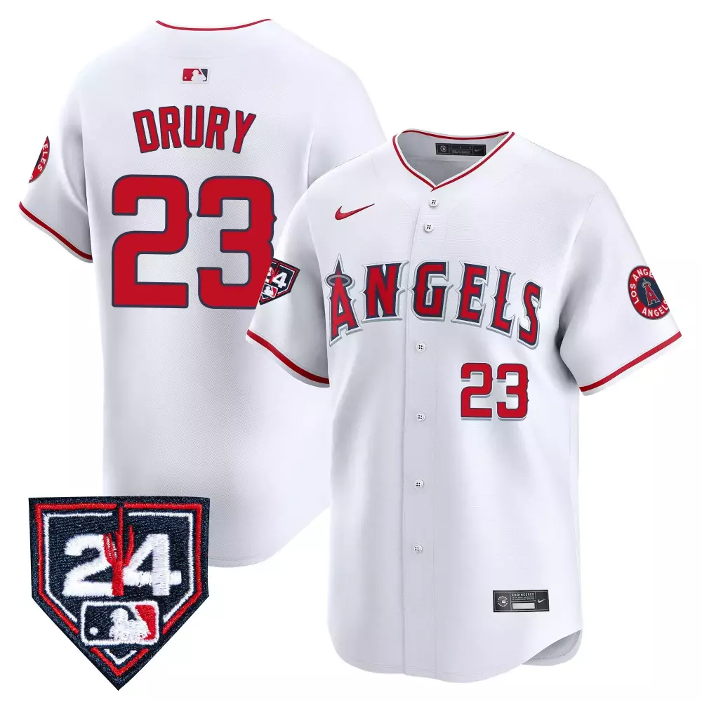 Brandon Drury 23 Jersey White Los Angeles Angels Men Red Navy Vapor Premier Limited