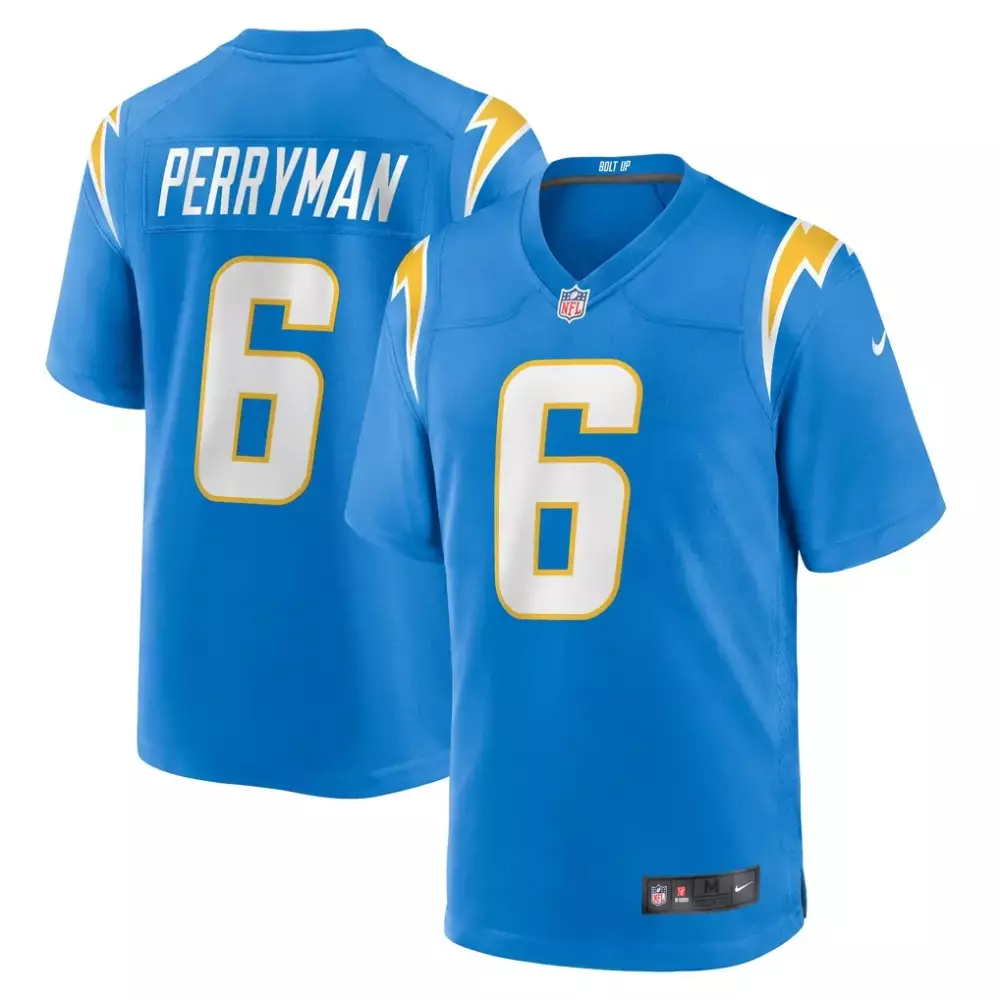 Denzel Perryman 6 Jersey Blue Los Angeles Chargers Men NFL White Yellow Game