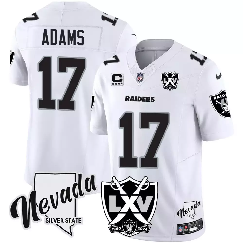 Davante Adams 17 Raiders Jersey White Lxv Lv Men Game Black Limited Vapor Anniversary