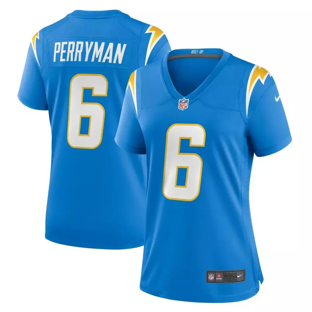 Denzel Perryman 6 Jersey Blue Los Angeles Chargers Men V-neck White Yellow Game