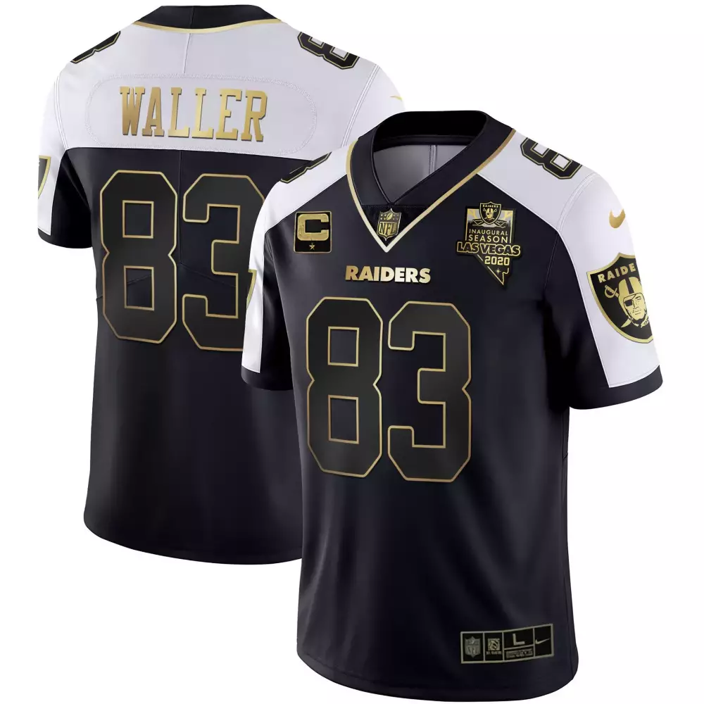 Darren Waller 83 Raiders Jersey Black Inaugural Season 2020 Men White Gold All Stitched