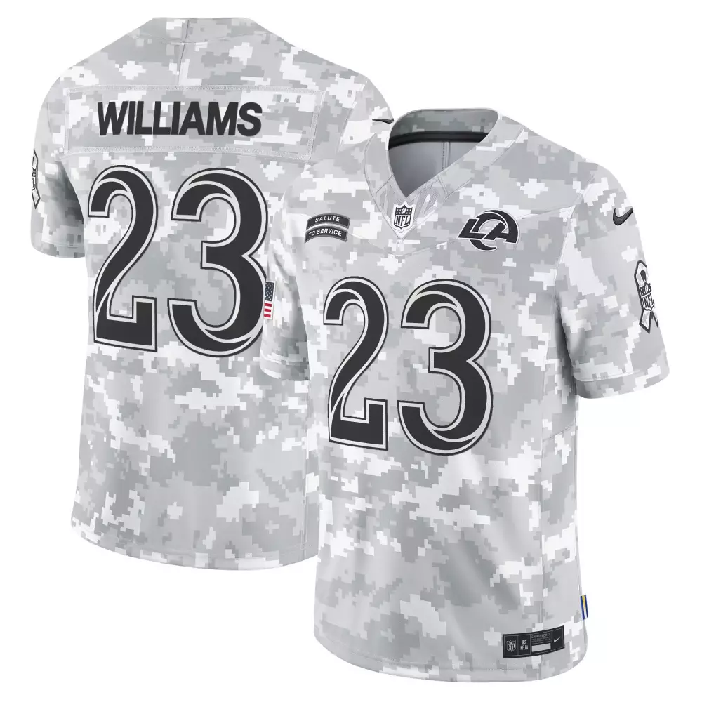 Kyren Williams 23 Jersey White Salute To Service Los Angeles Rams American Flag Men