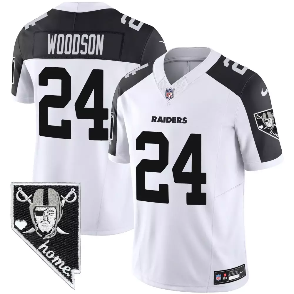 Charles Woodson 24 Raiders Jersey White Nevada Home Men Replica Black Vapor All Stitched