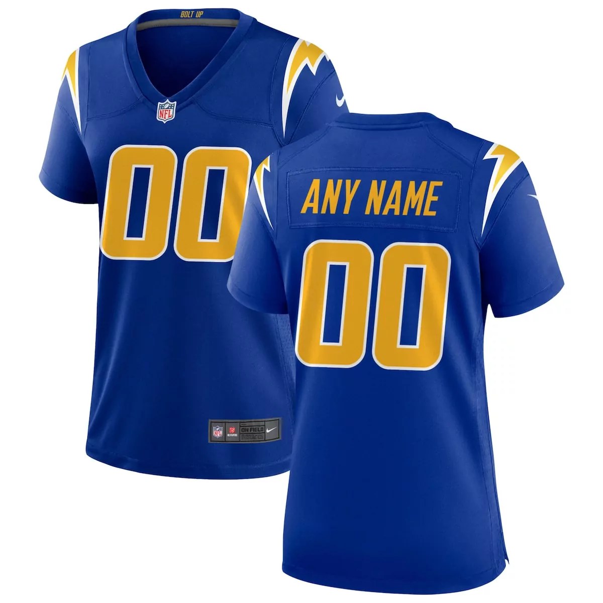 Los Angeles Chargers Jersey Royal Blue Gold White Alternate Custom Game