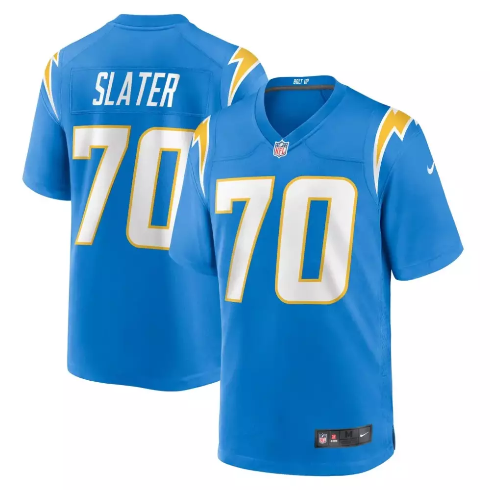 Rashawn Slater 70 Jersey Blue Los Angeles Chargers Men Player Yellow White Game