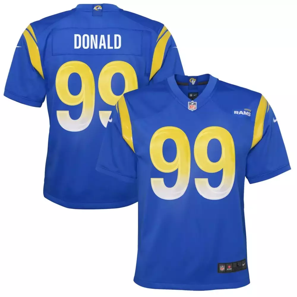 Aaron Donald 99 Rams Jersey Royal Blue Men Player Yellow White Game