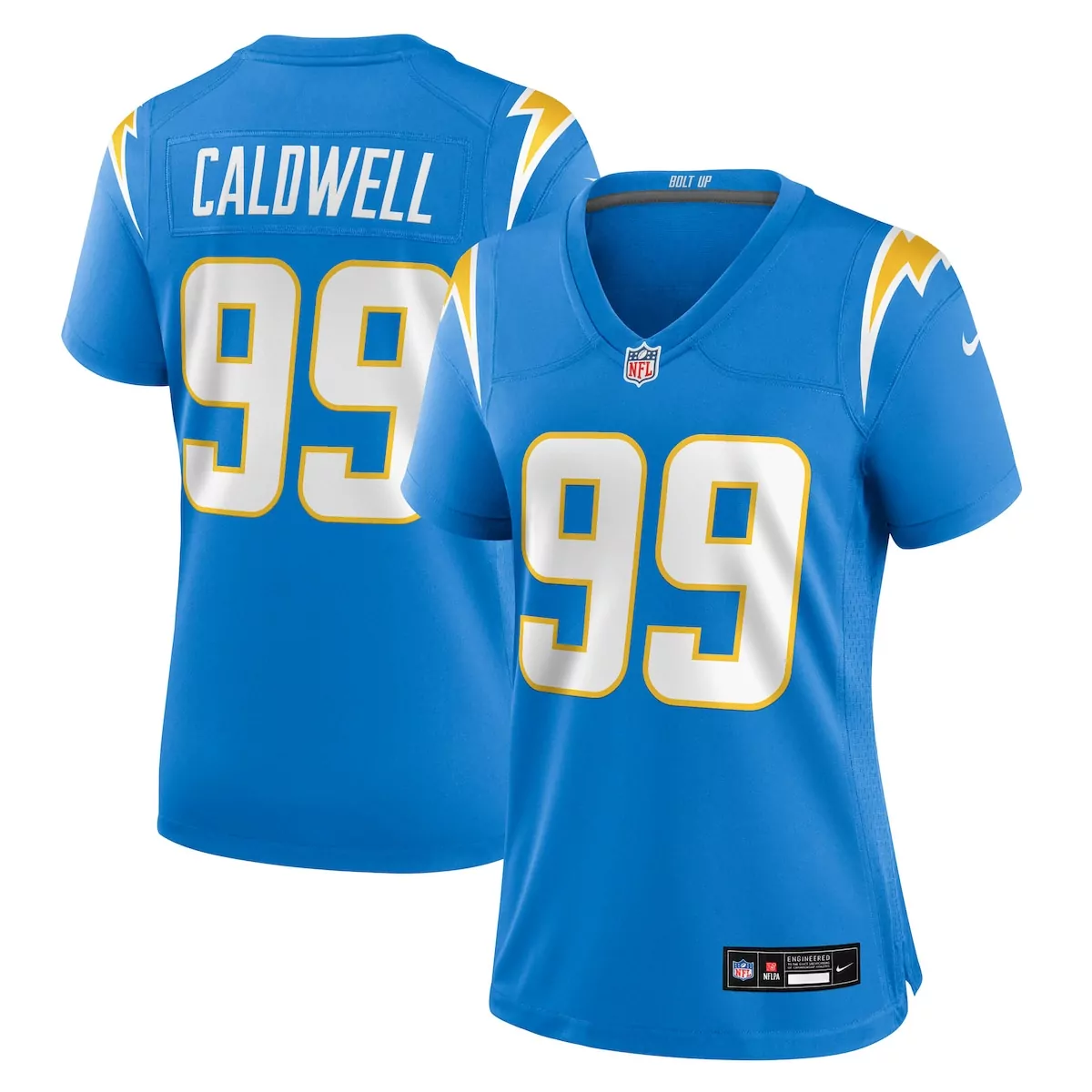 Jamaree Caldwell 99 Jersey Blue Los Angeles Chargers Women Player White Yellow Game