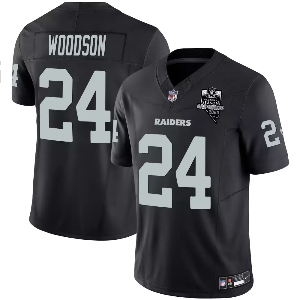 Charles Woodson 24 Raiders Jersey Black 2020 Men Tackle Twill Silver Vapor Limited