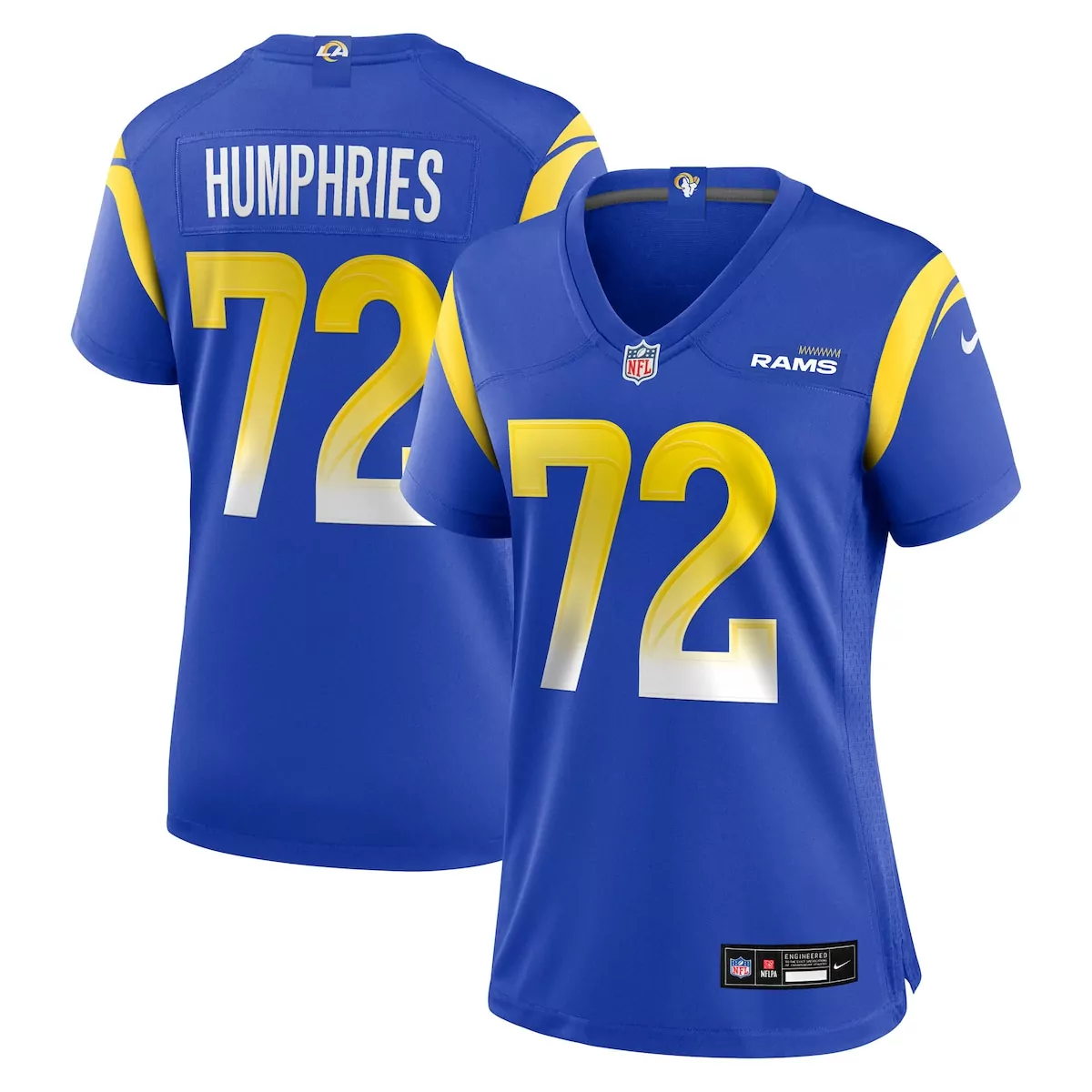 Dj Humphries 72 Rams Jersey Royal Blue Men Official Gold White Game