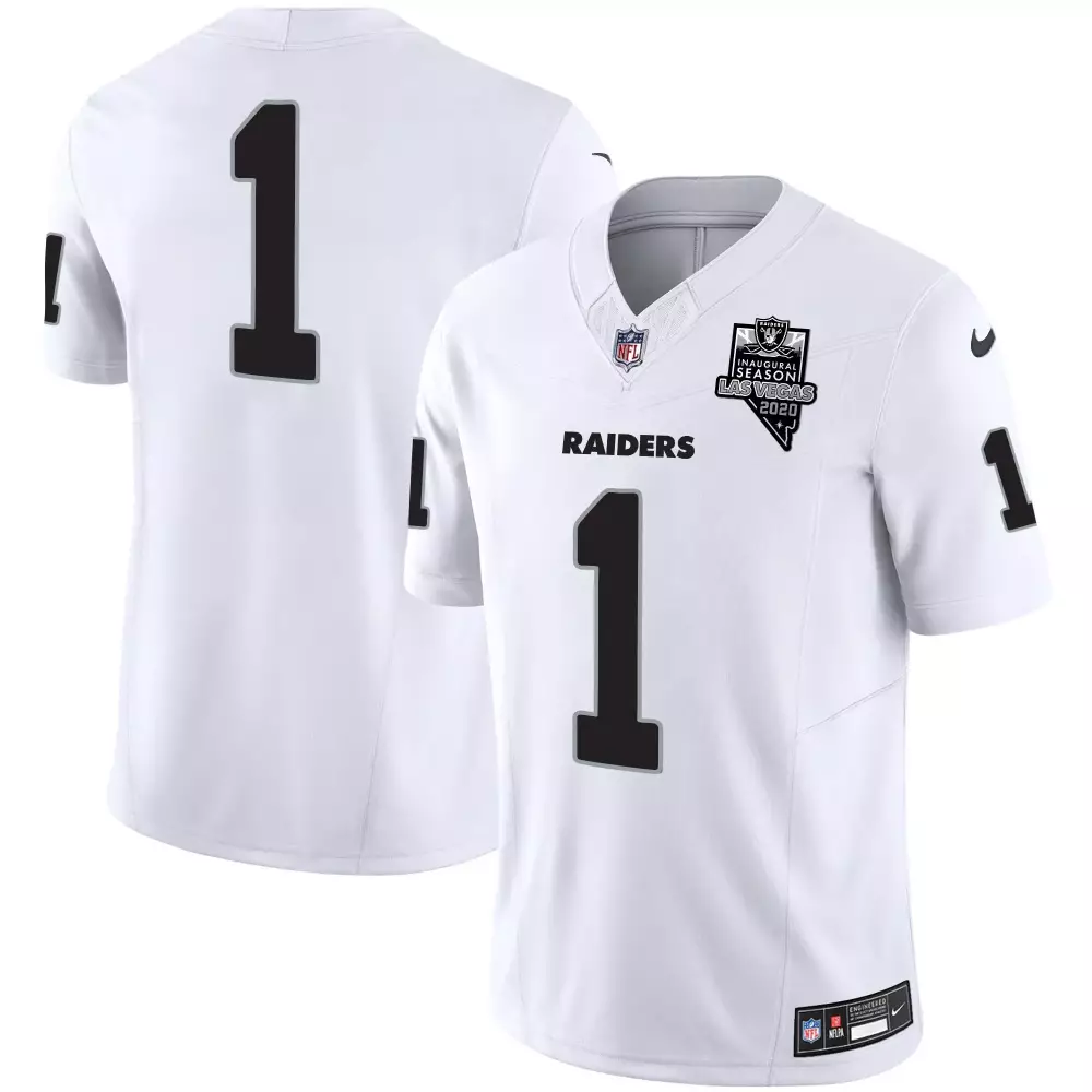 Custom Raiders 1 Jersey White Men NFL Black Vapor Limited All Stitched