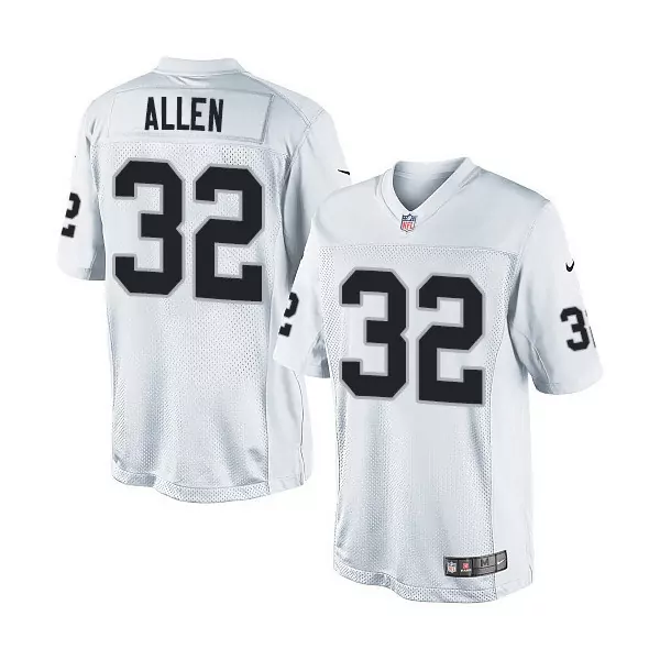 Allen 32 Raiders Jersey White Men Replica Black Stitched