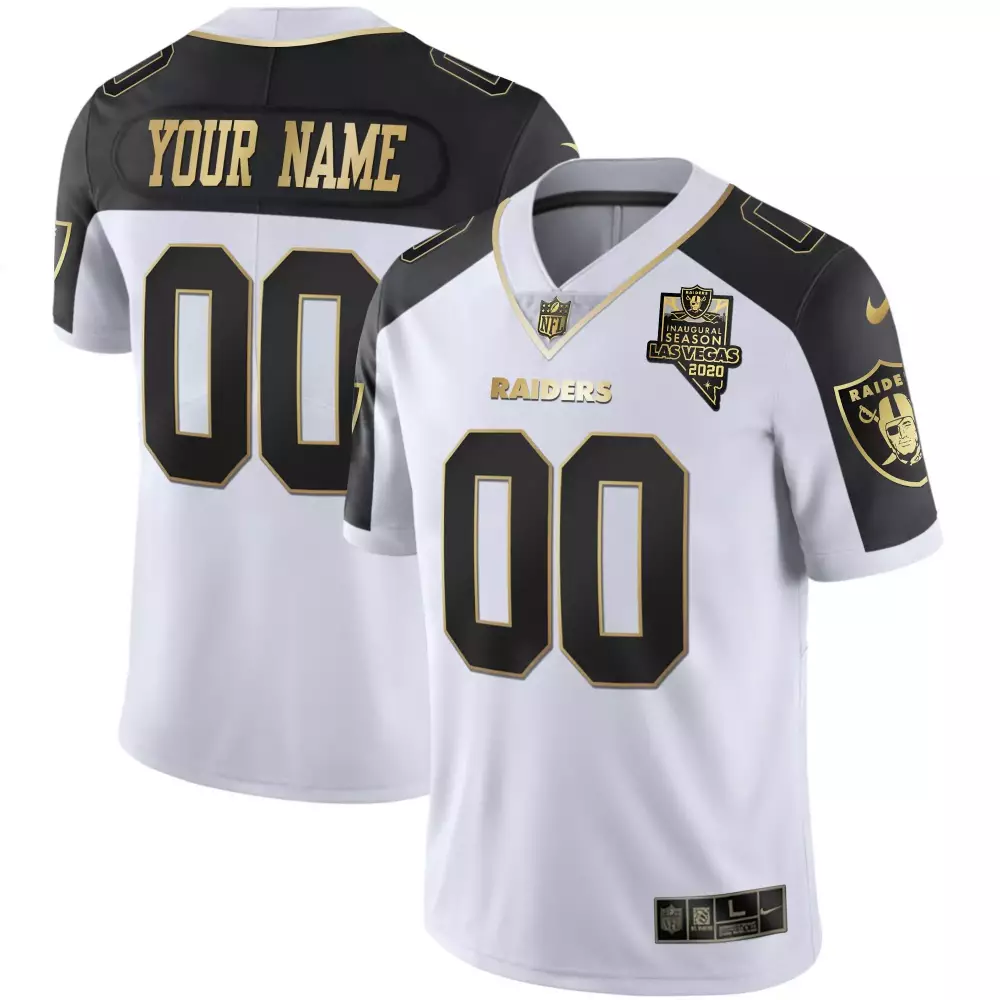 Custom Raiders Jersey White Men Black Gold All Stitched Vapor