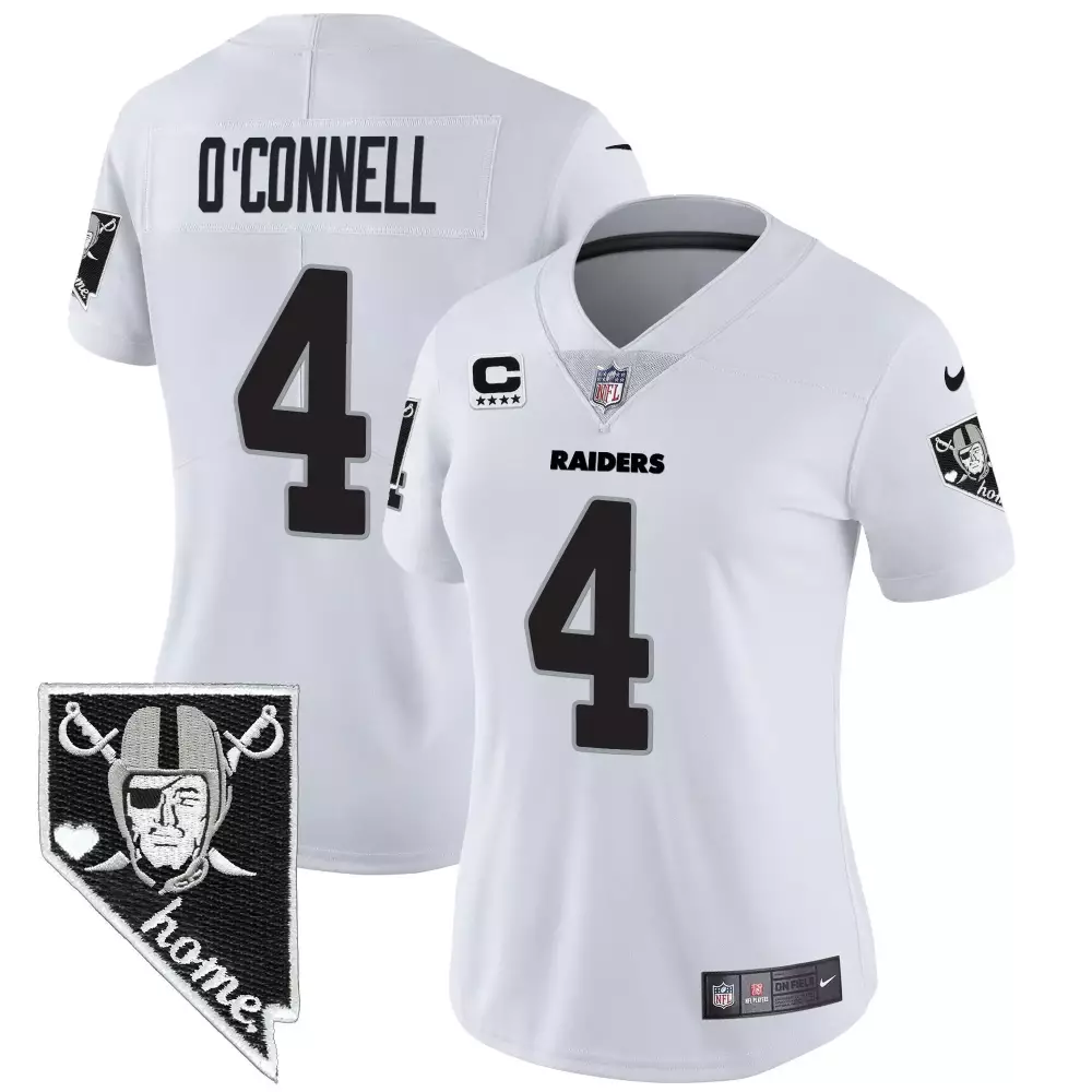 Aidan Oconnell 4 Raiders Jersey White Nevada Home Men Replica Black Vapor All Stitched