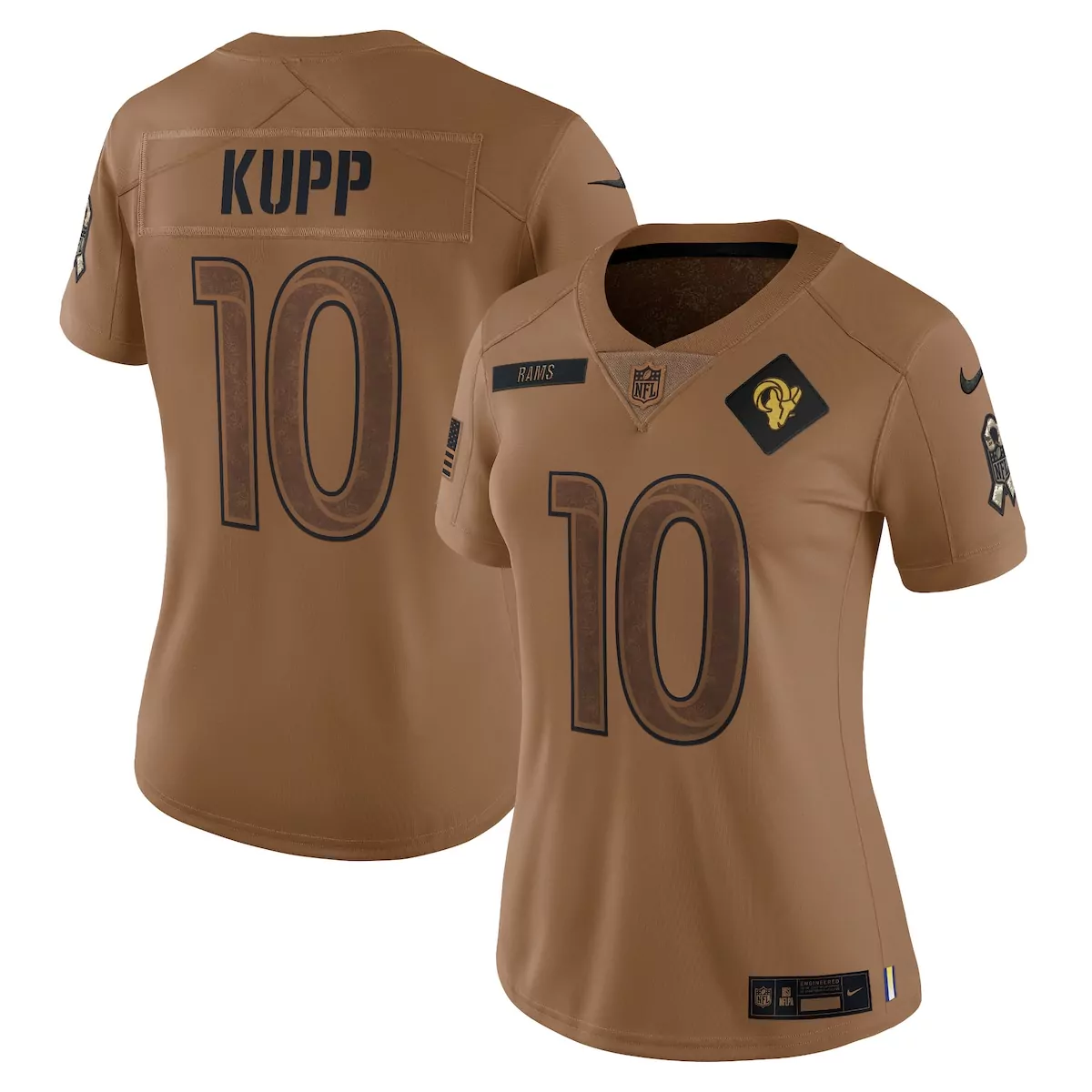 Cooper Kupp 10 Rams Jersey Brown Color Rush Women Black Gold Limited