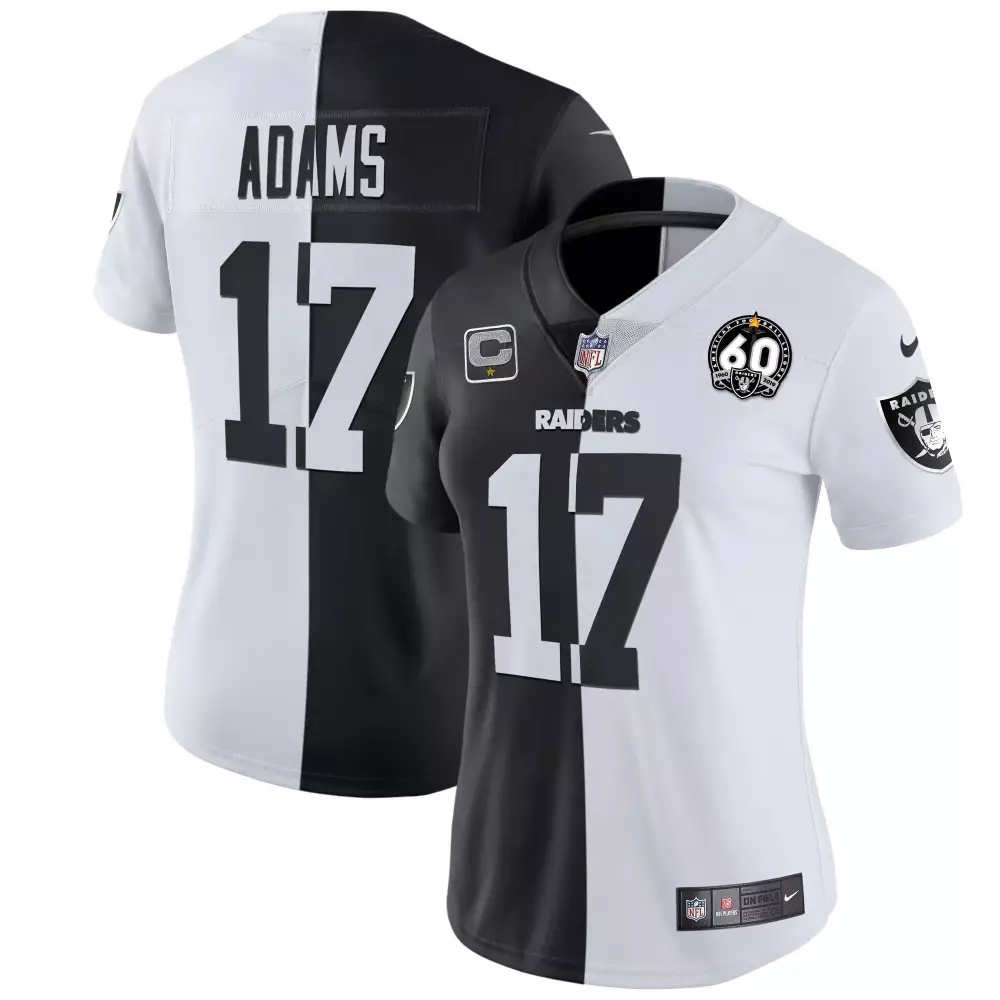 Davante Adams 17 Raiders Jersey Black 60th Anniversary Women Split Design White All