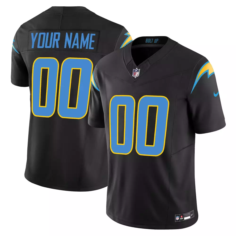 Custom Los Angeles Chargers Jersey Black Men Blue Yellow All Stitched Vapor Unisex