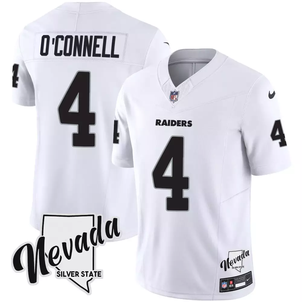 Aidan Oconnell 4 Raiders Jersey White Men Replica Black Vapor All Stitched