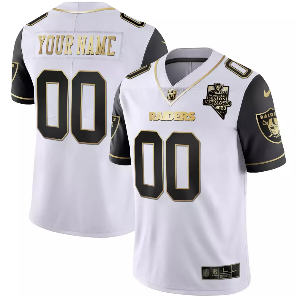 Custom Raiders Jersey White Men NFL Black Gold All Stitched Vapor