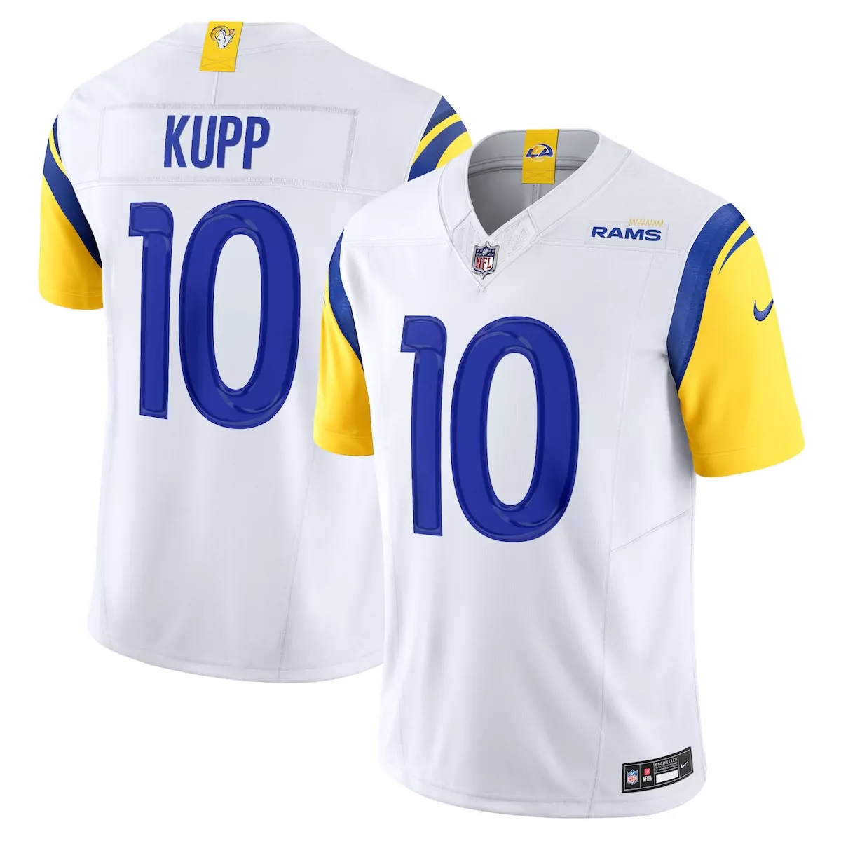 Cooper Kupp 10 Rams Jersey White Men Player Blue Yellow Vapor Limited