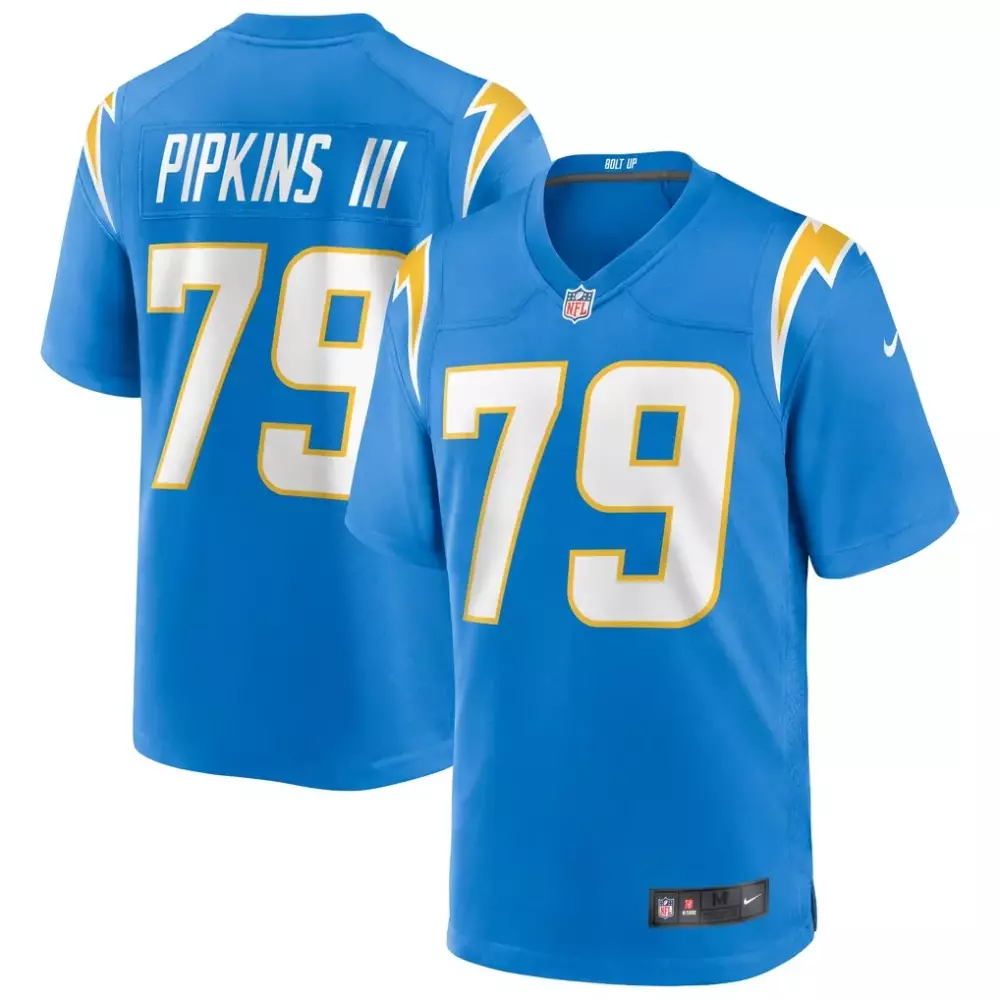 Trey Pipkins Iii 79 Jersey Blue Los Angeles Chargers Men Replica White Yellow Game
