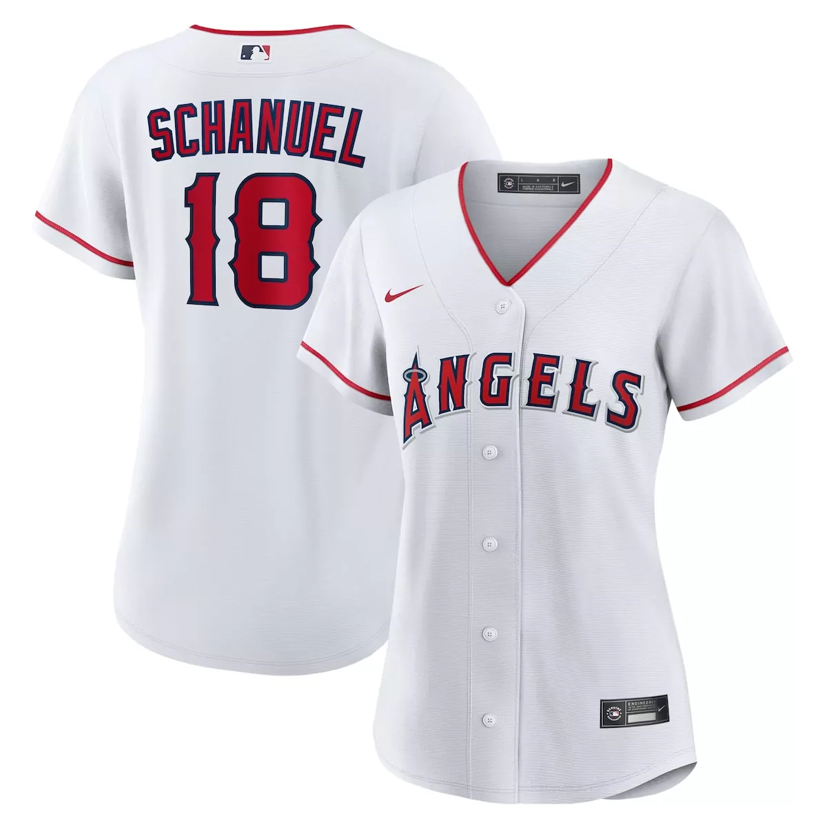 Nolan Schanuel 18 Angels Jersey White Women Red Navy Blue Home