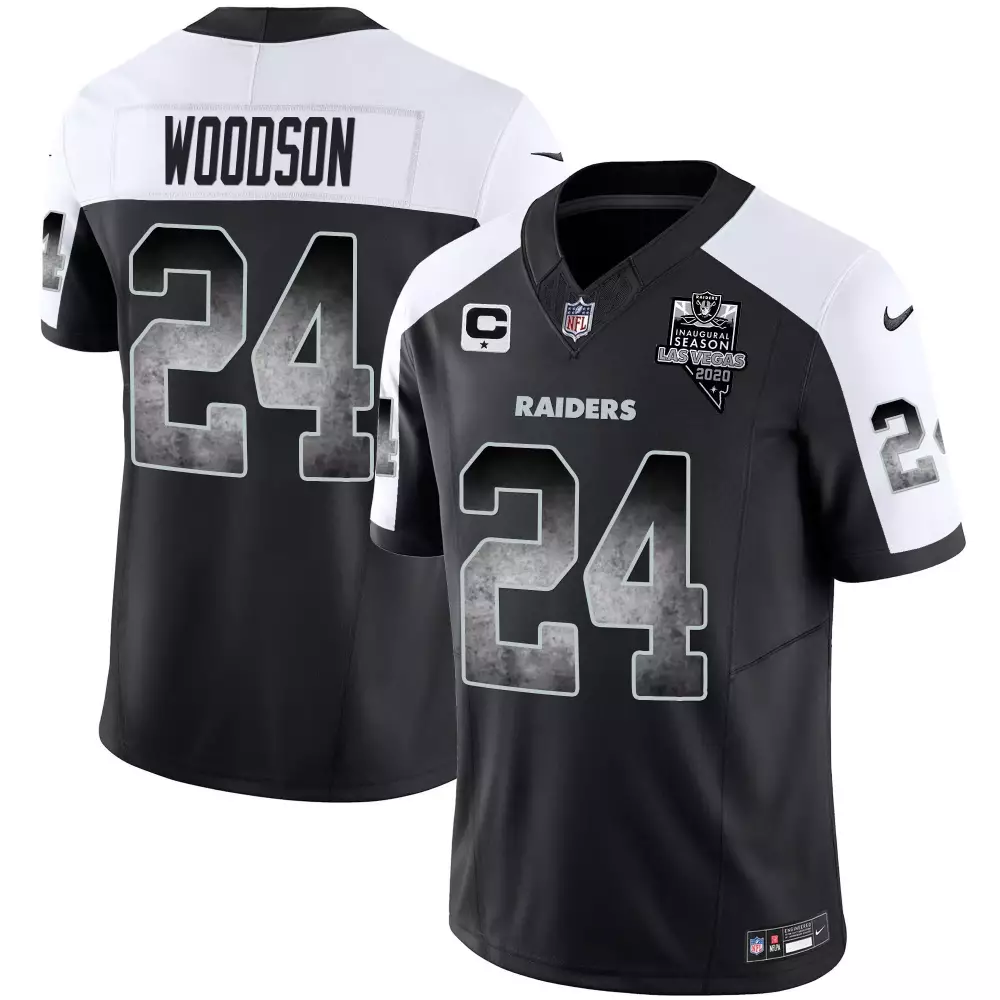 Charles Woodson 24 Raiders Jersey Black Las Vegas 2020 Men Replica White Silver Alternate