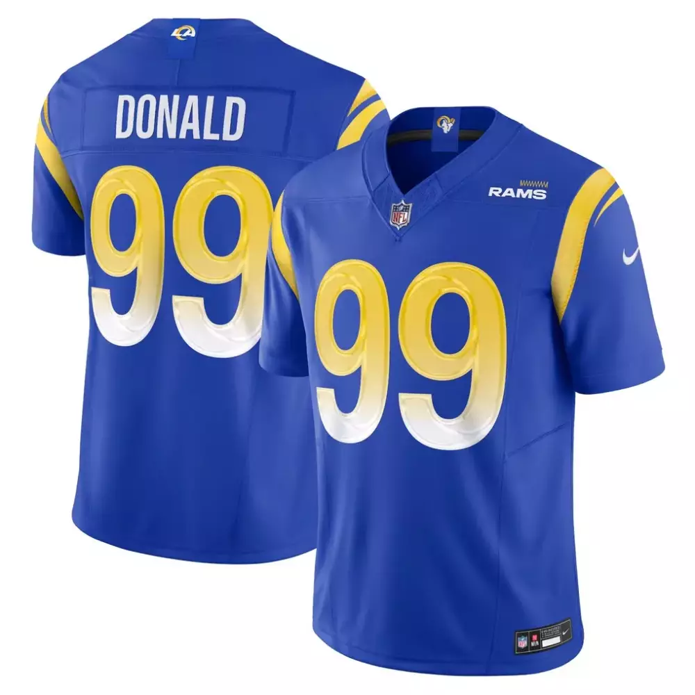 Aaron Donald 99 Rams Jersey Blue Men Yellow White Vapor Limited